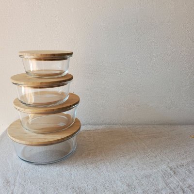 画像3: mana. 竹と耐熱ガラス容器　ラウンド