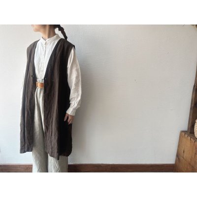 画像1: Luminaes heavy-linen frax dyed gilet