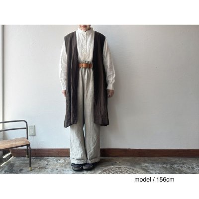 画像6: Luminaes heavy-linen frax dyed gilet