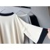 画像6: NARU ライスニット 綿コーマ裾配色 ７分袖ニット