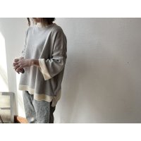 *sale* NARU ライスニット 綿コーマ裾配色 ７分袖ニット