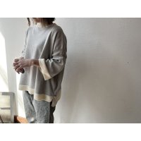 // sale30%off // NARU ライスニット 綿コーマ裾配色 ７分袖ニット