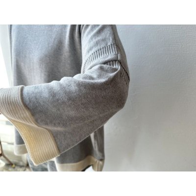 画像2: NARU ライスニット 綿コーマ裾配色 ７分袖ニット