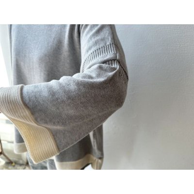 画像2: *sale* NARU ライスニット 綿コーマ裾配色 ７分袖ニット