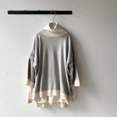 画像14: NARU ライスニット 綿コーマ裾配色 ７分袖ニット