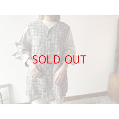 画像1: *sale70%off* prit 40/1 リネントラッドチェック ロングジレ