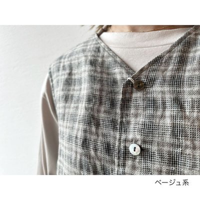 画像2: *sale 50%off* prit 40/1 リネントラッドチェック ロングジレ