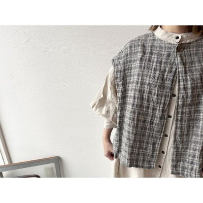 画像2: *sale 50%off* prit 40/1 リネントラッドチェック ２wayベスト