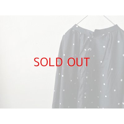 画像5: prit 40/1綿麻平織ドットプリント スタンドカラーギャザースモック
