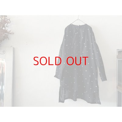 画像4: prit 40/1綿麻平織ドットプリント スタンドカラーギャザースモック