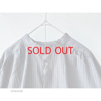 画像4: *sale70%off prit サテンダブルストライプ スタンドカラーギャザーブラウス【クリックポスト（185円）発送可能】