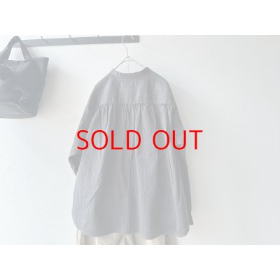 画像6: *sale70%off prit サテンダブルストライプ スタンドカラーギャザーブラウス【クリックポスト（185円）発送可能】