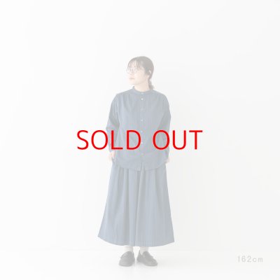 画像14: *sale70%off prit サテンダブルストライプ スタンドカラーギャザーブラウス【クリックポスト（185円）発送可能】