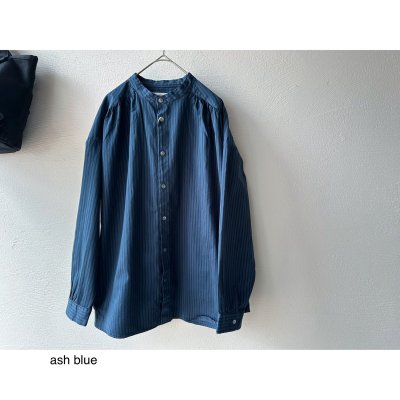 画像10: prit サテンダブルストライプ スタンドカラーギャザーブラウス【クリックポスト（185円）発送可能】