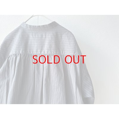 画像7: *sale70%off prit サテンダブルストライプ スタンドカラーギャザーブラウス【クリックポスト（185円）発送可能】