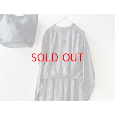 画像9: *sale70%off prit サテンダブルストライプ スタンドカラーギャザーブラウス【クリックポスト（185円）発送可能】