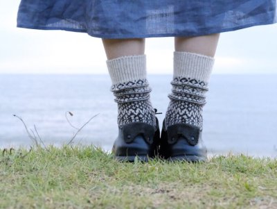 画像2: NISHIGUCHI KUTSUSHITA ウールジャガードソックスS(23~25cm) 