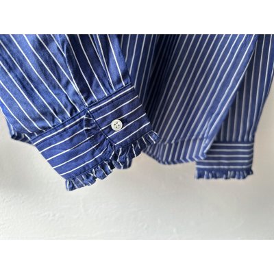 画像5: nouvelles du paradis ストライプクロス&アメリカンブロードクロス フリルブラウス【クリックポスト(185円)発送可能】