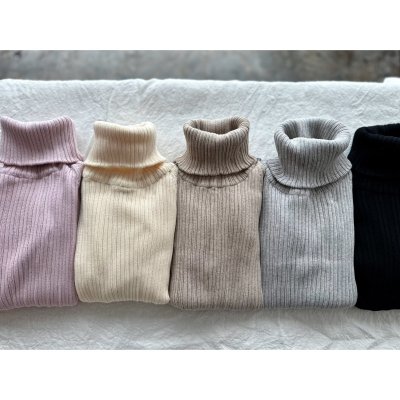 画像1: NARU 綿コーマ ランダムリブ タートルネック【1枚までクリックポスト可】