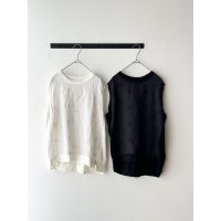 prit 綿麻天竺×リネンガーベラ刺繍 プルオーバーベスト