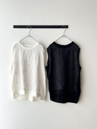 prit 綿麻天竺×リネンガーベラ刺繍 プルオーバーベスト