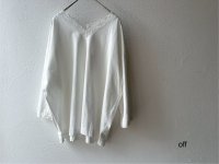 grin オーガニックアンド天竺 VレースTシャツ