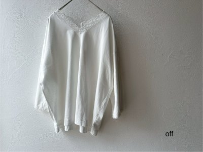 画像1: grin オーガニックアンド天竺 VレースTシャツ