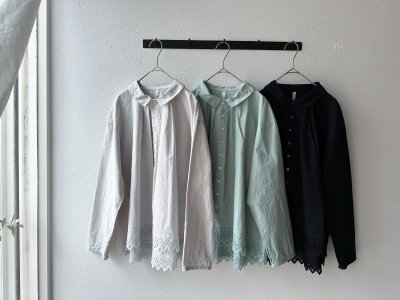 画像9: grin 綿麻ダンプテールレースシャツ【クリックポスト(185円)発送可能】