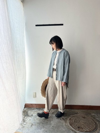 画像1: Luminaes 1/60手染めリネン ちょうどいいシャツ