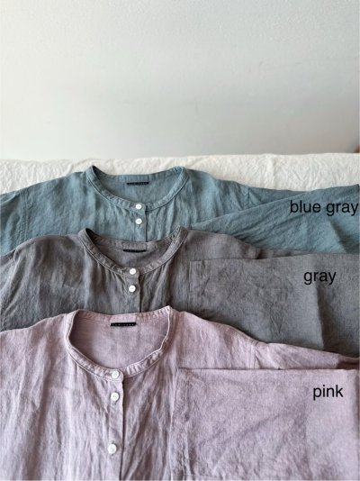 画像2: [pink,blue gray /予約7月下旬再入荷] Luminaes 1/60手染めリネン ちょうどいいシャツ