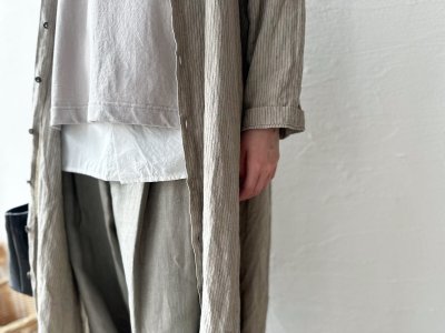 画像4: Luminaes リネン先染めオーバーダイストライプ シャツOP