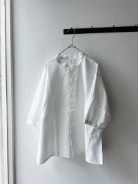grin 染めブロード フリル６分袖シャツ