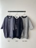 画像2: prit 50/1綿麻ブロード ５分袖スタンドカラークレリックワイドシャツ (2)