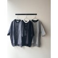 prit 50/1綿麻ブロード ５分袖スタンドカラークレリックワイドシャツ