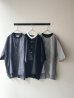 画像1: prit 50/1綿麻ブロード ５分袖スタンドカラークレリックワイドシャツ (1)