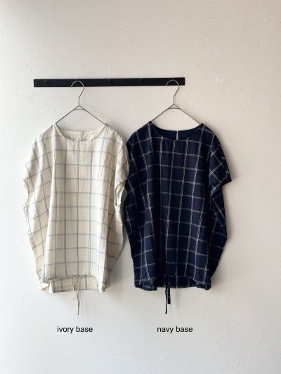 画像2: prit 30/1綿麻ウィンドウペンチェック スリーブレスヒモワイドプルオーバー