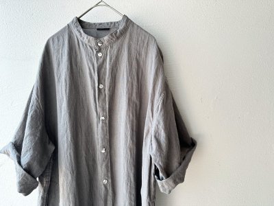 画像13: Luminaes 手染めリネン ７分袖ワイドシャツワンピース