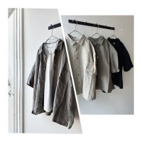 prit 40/1 フレンチリネンキャンバス 5分袖レギュラーカラーワイドシャツ