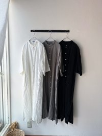 Luminaes 手染めリネン ７分袖ワイドシャツワンピース