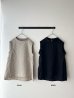 画像2: prit 60/1リネントライアングル刺繍 × 60/1リネン切替ノースリーブスタンドカラーフレアプルオーバー (2)