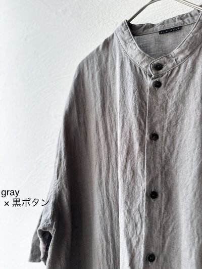 画像20: Luminaes 手染めリネン ７分袖ワイドシャツワンピース