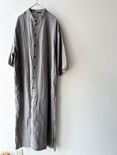 画像19: Luminaes 手染めリネン ７分袖ワイドシャツワンピース