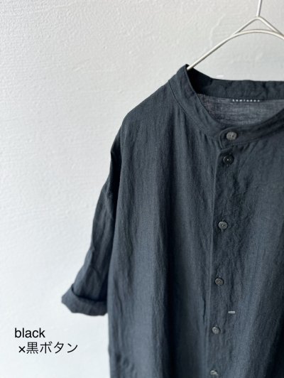 画像18: Luminaes 手染めリネン ７分袖ワイドシャツワンピース