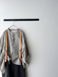 prit 強撚リネンストライプ スタンドカラーオーバーサイズシャツ