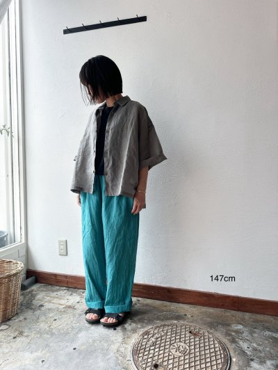 画像1: prit 160/1 ラミー 7分ビッグスリーブレギュラーカラーシャツ