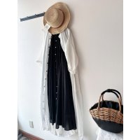Luminaes 手染めリネン ７分袖ワイドシャツワンピース