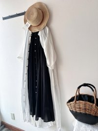 Luminaes 手染めリネン ７分袖ワイドシャツワンピース