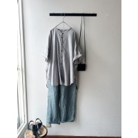 prit 80/1ローン ５分袖バンドカラーラウンドヘムワイドシャツ