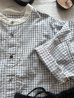 画像1: prit ポプリンワッシャーチェック ５分袖スタンドカラークレリックワイドシャツ (1)