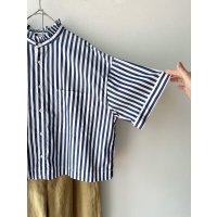 *sale30%off* nouvelles du paradis ストライプクロス フリル衿ワイドブラウス